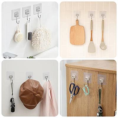 10pcs/pack Hanging Wall Hooks, Heavy Duty Adhesive Hooks, Removable Adhesive  Ceiling Hooks, Transparent Self-adhesive Shower Hooks, Waterproof Oilproof  Strong 22lb(max) Door Coat Hooks