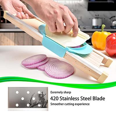 Wooden Vegetable Mandoline Slicer Cutter Triple Blade Shredder 12