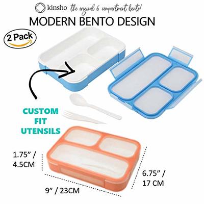 kinsho Bento Lunch Boxes for Adults or Kids, Large 3 Compartment  Containers with Dividers, Leakproof Meals Snacks for School or Work  Lunches, Women Men