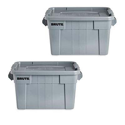 Rubbermaid Commercial Products Brute Tote Storage Container With Lid, 20-  Gallon, Gray (FG9S3100GRAY) 