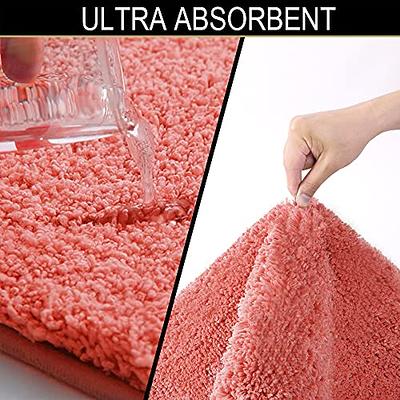 NEWEEN Bath Mats for Bathroom Non Slip - Memory Foam Bath Mat Coral Velvet  Super Water Absorbent Polyster Soft Shaggy Anti-Slide For Bathroom Floor Rug  - 20 x 32 