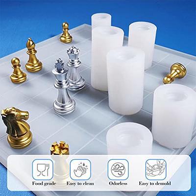 6pcs Chess Mold for Resin, Resin Chess Mold 3D Silicone, 3D Chess