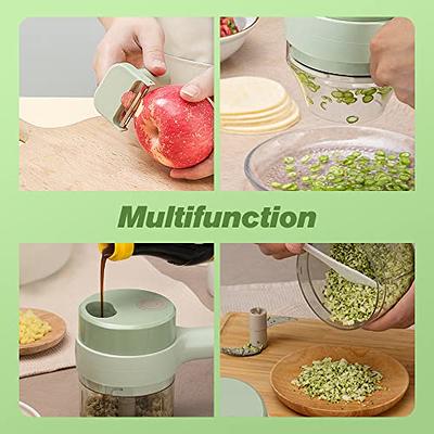 4 in 1 Portable Electric Vegetable Cutter Set,Wireless Food Processor for  Garlic Pepper Chili Onion Celery Ginger Meat