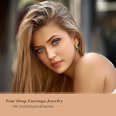 Dropship Chunky Gold Hoop Earrings For Women; Lightweight Waterdrop Hoops  Earrings With 18K Real Gold Plated; Hypoallergenic Trendy Jewelry For Girls  Women to Sell Online at a Lower Price