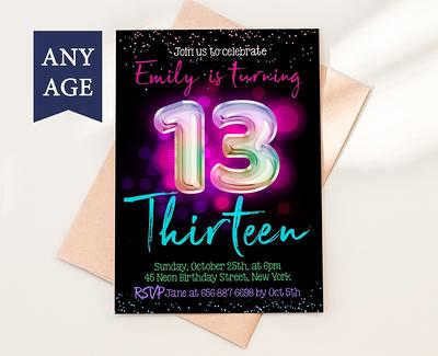 Glow in the Dark Party DIGITAL Invitation Birthday Glow in the