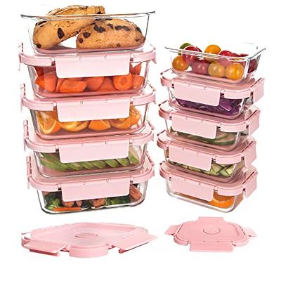 Glass Food Storage Containers (34oz . 12oz) - Pink