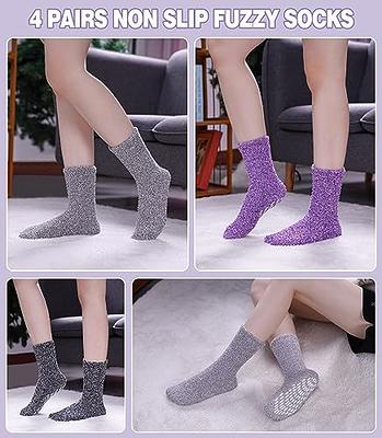 Fuzzy Socks for Women with Grips Warm Fluffy Slipper Socks Non Slip Cozy  Winter Thick Plush Hospital Home Socks Gifts 5 Pairs Black White at   Women's Clothing store