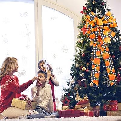 Large Buffalo Plaid Christmas Bows, Snowflake Christmas Wreath Bow