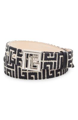 Balmain Monogram Buckle Suede Belt for Men