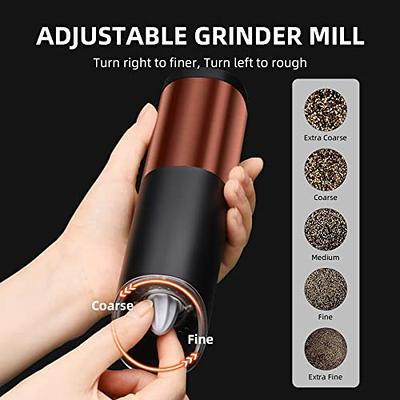 Salt and Pepper Grinder Electric Gravity Grinder, Refillable Automatic  One-Hand Operated Mill Set with Adjustable Coarseness LED light