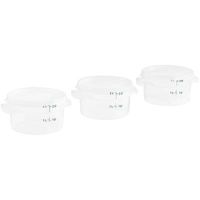 Vigor 1 Qt. Clear Round Polycarbonate Food Storage Container and  Translucent Lid - 3/Pack