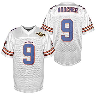 Phoneutrix Bobby Boucher #9 The Waterboy Adam Sandler Movie Mud Dogs Bourbon Bowl Football Jersey (White, Small)