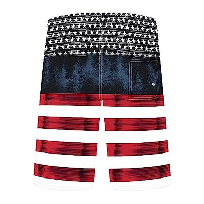 Mens Swim Trunks for Men, Vintage American Flag Mens Board Shorts Swimwear  Bathing Suit with Mesh Lining, Funny Hawaii Quick Dry Beach Shorts for Men Swimming  Trunks, Small
