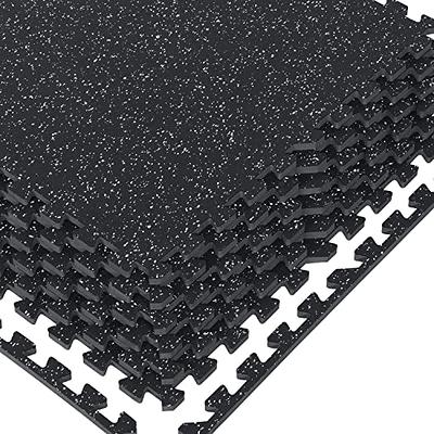 Foam Flooring Tiles 12-Pack Interlocking Eva Foam Pieces Non-Toxic Floor Padding for Playroom, Gym, or Basement by Stalwart (Multi-Colored), Black