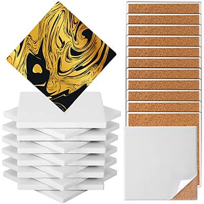 Ceramic Tile for Crafts Coasters, GOH DODD 12 Pack 4 Inch Blank Coasters  Unglazed Ceramic White Tiles with 12 Pack Cork Backing Pads for Painting