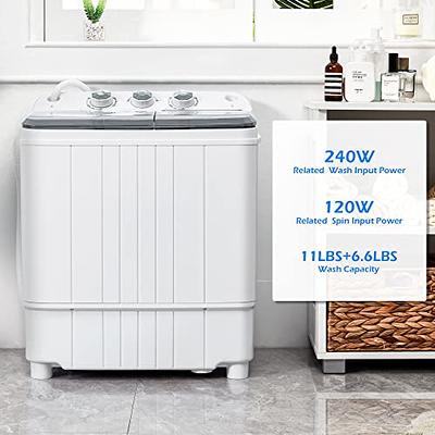 Super Deal 2in1 Mini Compact Twin Tub Washing Machine 17.6lbs Washer + Spinner Combo with Timer Control Drain Hose Inlet Wate