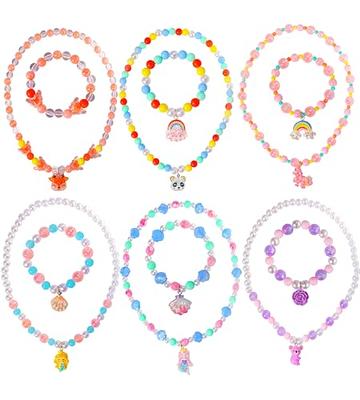 PinkSheep 6Pcs Kids Jewelry for Girls Toddler Kids Necklace Bracelet for Little  Girls Jewelry Dress Up Jewelry for Kids Girls 
