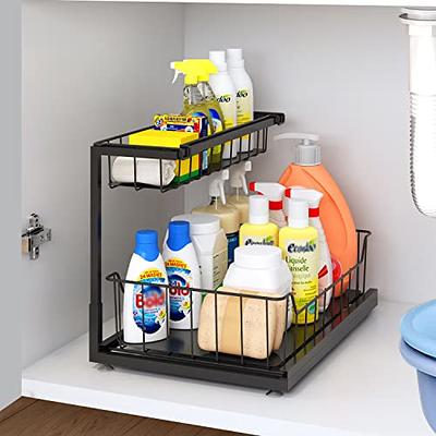 REALINN Under Sink Organizer, 2-Tier Pull Out Cabinet Organizer Under  Kitchen Sink Organizer, Under Cabinet Storage Multi-Use for Bathroom  Laundry