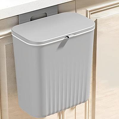 2.4 Gallon Kitchen Compost Bin for Counter Top or Under Sink, Hanging Small  Trash Can with Lid for Cupboard/Bathroom/Bedroom/Office/Camping, Mountable