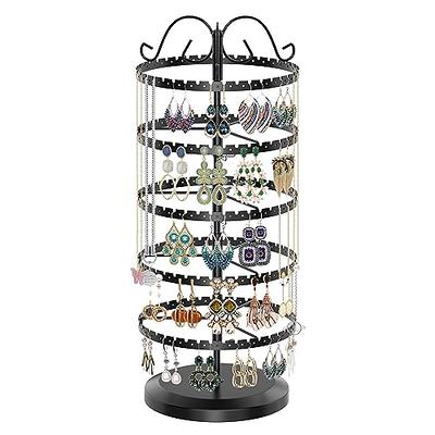 6 Tier Rotating Earring Holder Organizer, Adjustable Metal Earring