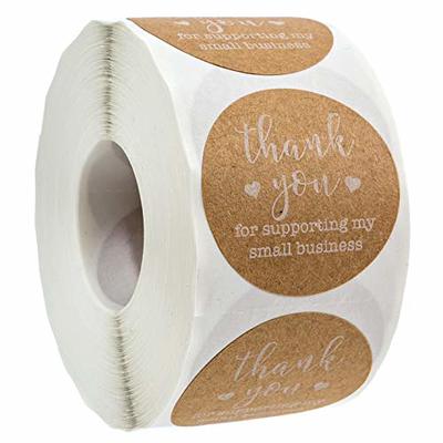 1.5 Kraft Round Thank You stickers in dispenser box