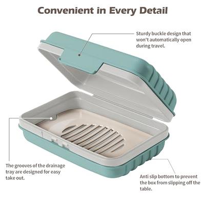 Drain Soap Dish Tray Holder Soap Box w/ Lid Bathroom Shower Storage  Container