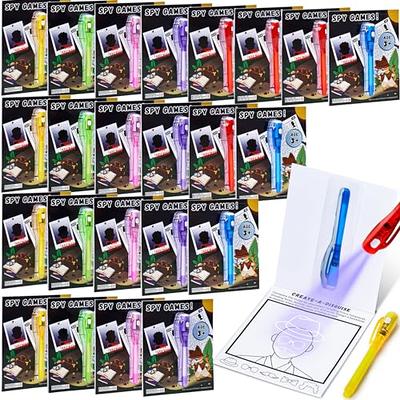 SCStyle Invisible Ink Pen 28pcs Latest Spy Pen with UV Light Magic Spy Marker Kid Pens for Secret Birthday Message Party,Writing