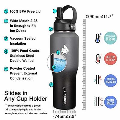 Futtumy 32 Oz Water Bottle, Sports Water Bottle with Straw Lid & Chug Lid,  Best Reusable Gym Water Bottle for Men Women, Vacuum Stainless Steel