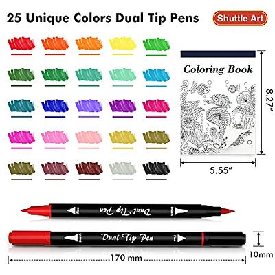 FIXSMITH Dual Brush Marker Pens - 24 Colored Art Markers, Fine Point &  Brush Tip Water Based Markers, for Kids Adult Coloring Books Bullet  Journals