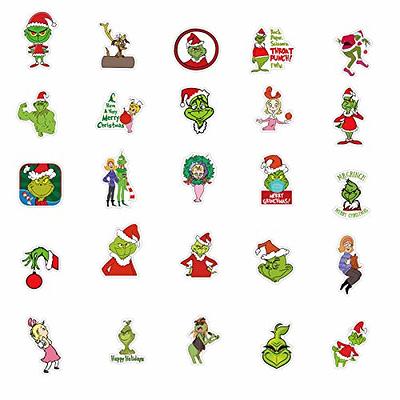 PIGBIT 50Pcs Grinch Christmas Stickers for Christmas Party Favors,Water  Bottles,Laptop,Greeting Cards,Envelopes