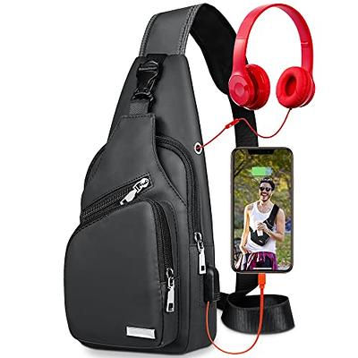 Seoky Rop Men Women Sling Bag Water Resistant Shoulder Chest Crossbody Bags  Sling Backpack with USB Charging Port