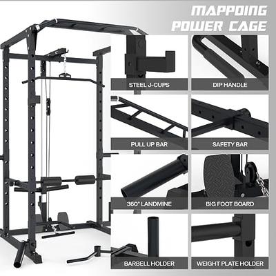 Mappding 1500 LBS Power Cage Black, Squat Rack for Home Gym with LAT Pullup  System with