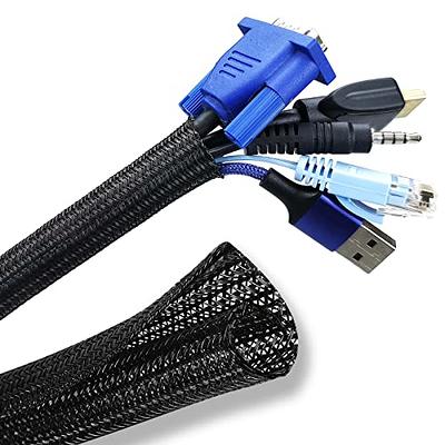 AIRIC 10feet - 1/4 inch Split Cable Management Sleeve Black, Flame  Retardant Wire Loom Braided Mesh