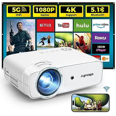 4K 400 ANSI 18500Lm Projector with WIFI and Bluetooth, White Noise