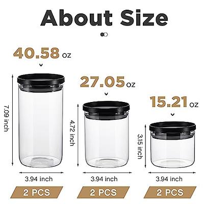 Rtteri 6 Pcs Glass Jars with Black Lids 15oz 27oz 41oz Glass Canisters with  Black Airtight