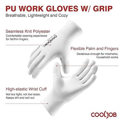 COOLJOB 12/60 Pairs Bulk Safety Work Gloves with Grip, 13 Gauge Ultra-lite  PU Dipped Gloves Pack for Gardening, Warehouse Working, Polyurethane  Breathable Lightweight Gloves for Men Women, White Small - Yahoo Shopping