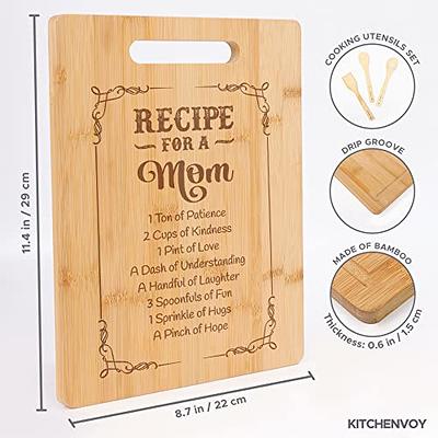 KITCHENVOY Mom Cutting Board Recipe - Birthday Presents for Mom