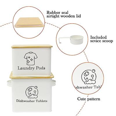 Gdfjiy Metal Laundry Powder Container, Dishwasher Pod Holder, Washing  Powder Storage Bin & Dishwasher Tablets Bin Set with Scoop, Laundry Room  Storage, Ideal for Holding Pods Tablets Detergent (White) - Yahoo Shopping