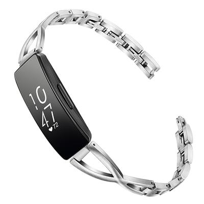 Gold Bangle Bracelet with Lock Charm for Fitbit Inspire 3