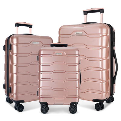 VLIVE 3 Pieces Luggage Set for Women, Expandable Luggage Set with TSA Lock,  Suitcase with Wheel Set (Rose Gold)