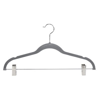 Simplify 6-Pack Children's Velvet Hangers Grey