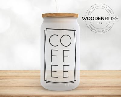 Mama Needs Coffee Glass Beer Can Cup With Bamboo Lid and Metal