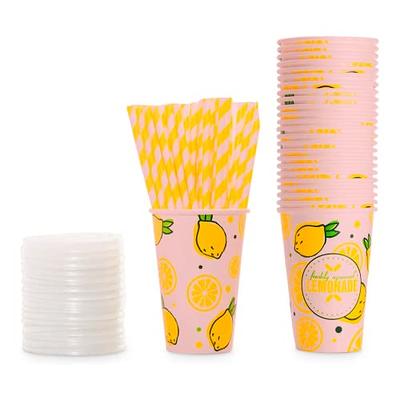 Upper Midland Products Lemonade Cups Paper | Set of 100 | Lemonade Stand  Supplies (20 Oz)