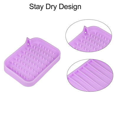 Unique Bargains Silicone Soap Dish Keep Soap Dry Soap Cleaning Storage for Home Bathroom Kitchen Purple 2 Pcs