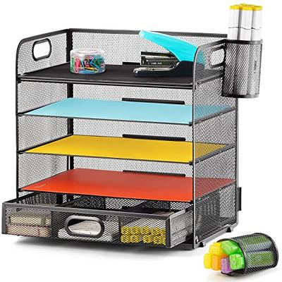 Multi-purpose Pen Holder 3 Compartments With Sliding Drawer For