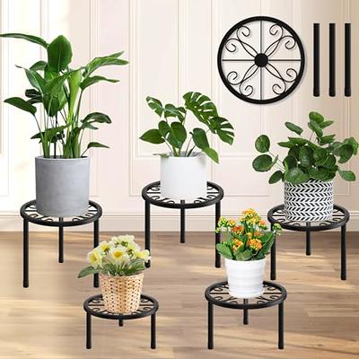 YANGTE 7 Pack Metal Plant Stand for Indoor Outdoor, Anti-Rust Iron Flower  Pot Stands Heavy Duty Round Plant Shelf Plant Pot Holder for Garden Home