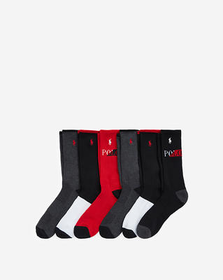 Polo Ralph Lauren 6-pack socks in white, gray and black with logo