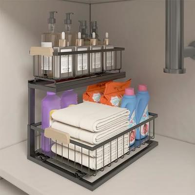 NIHEHAG Large Under Sink Organizer for Bathroom - Under Sink