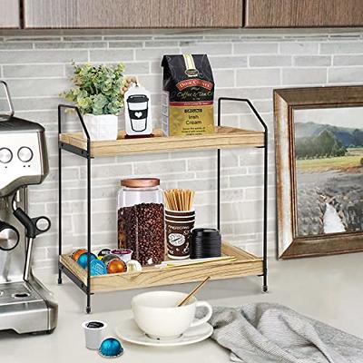 2 Tier Coffee Cup Holder Bathroom Organizer Countertop Modern Counter  Standing Rack Cosmetic Holder,Coffee Bar Accessories and Organizer  Countertop, Coffee Station Organizer 2 Tier Kitchen Counter Shelf Organizer, Coffee Condiment Storage,Cup Lid Holder