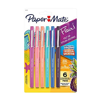  Paper Mate Flair Felt Tip Pens, Medium Point, Special Edition  Tropical Vacation, Pack of 12 (1979425) & Flair Felt Tip Pens, Medium Point  (0.7mm), Assorted Colors, 12 Count : Office Products